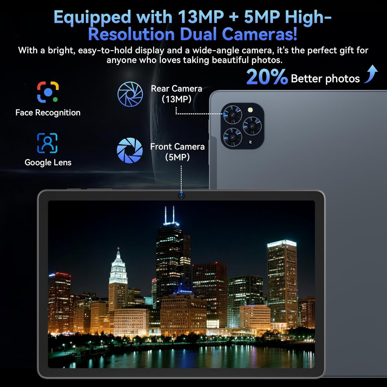 Tablet 2026 World's First Android 16 AI Tablet with Gemini AI, 11 Inch FHD Display, 24GB RAM 128GB ROM /2TB TF, T7250 CPU+13MP Camera, 8000mAh, Widevine L1, 2 in 1 Tablets with Keyboard Mouse Stylus