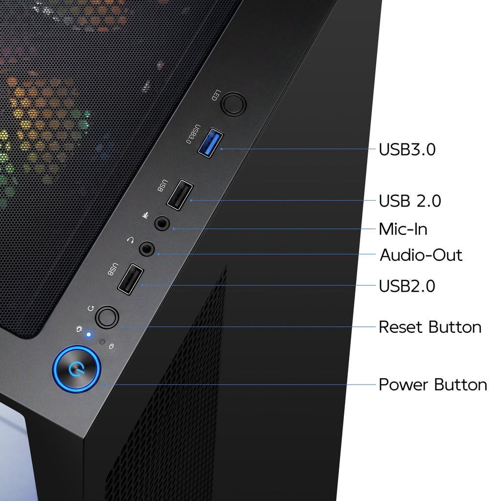 AIGAMEPC Gaming PC Desktop Computer, AMD R7 4700 LE,RTX 3050 6G,16GB DDR4,512GB M.2 SSD, BX3 550W 80PLUS Bronze PSU, RGB Fan x5, WiFi Ready & Windows 11 Home, Black